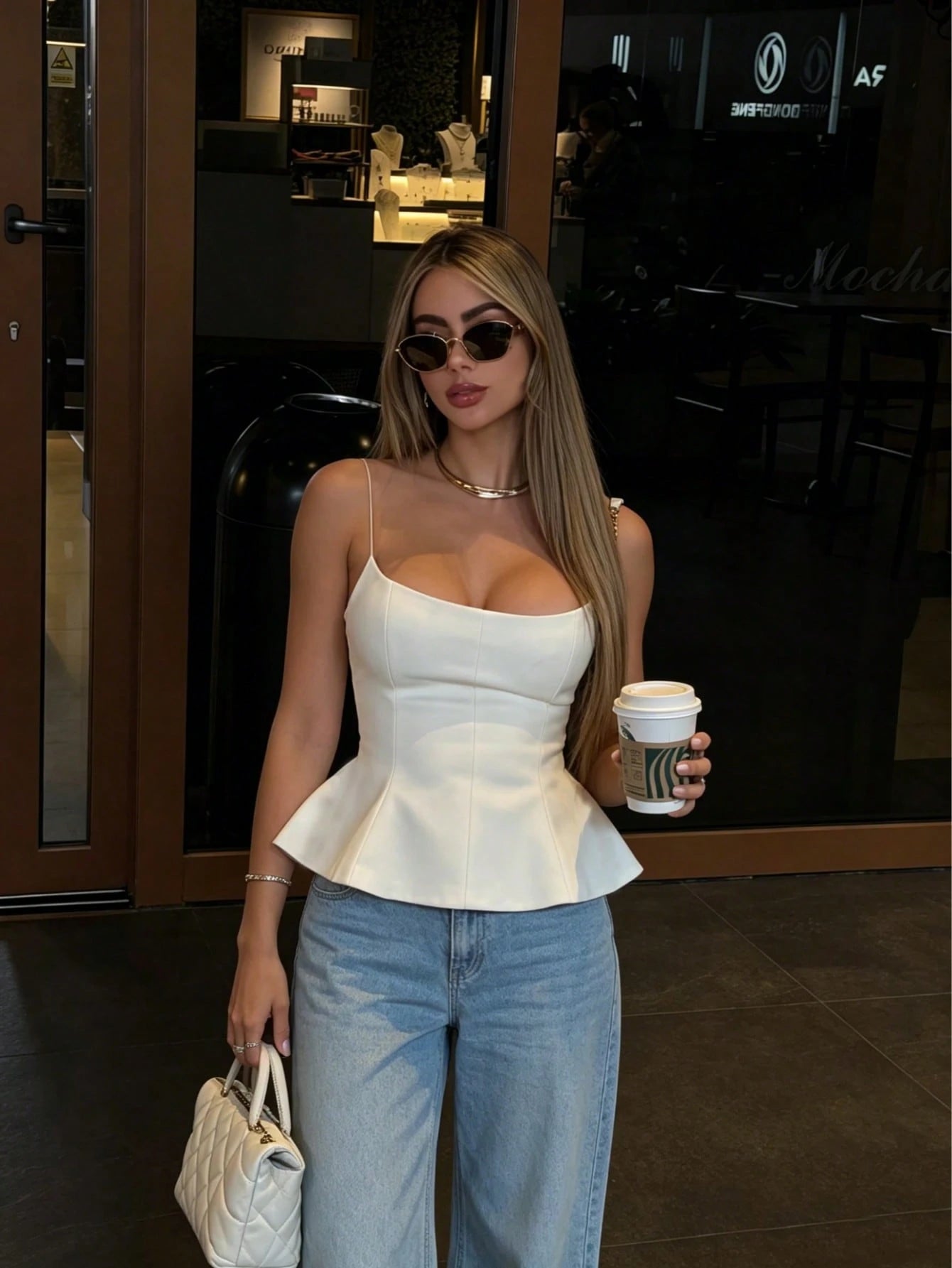 Elegant Women's White Camisole, Spaghetti Straps, Cropped Design, Flared Hem, Ideal Summer Fashion Choice Casual, Vacationcore, Chic & Elegant