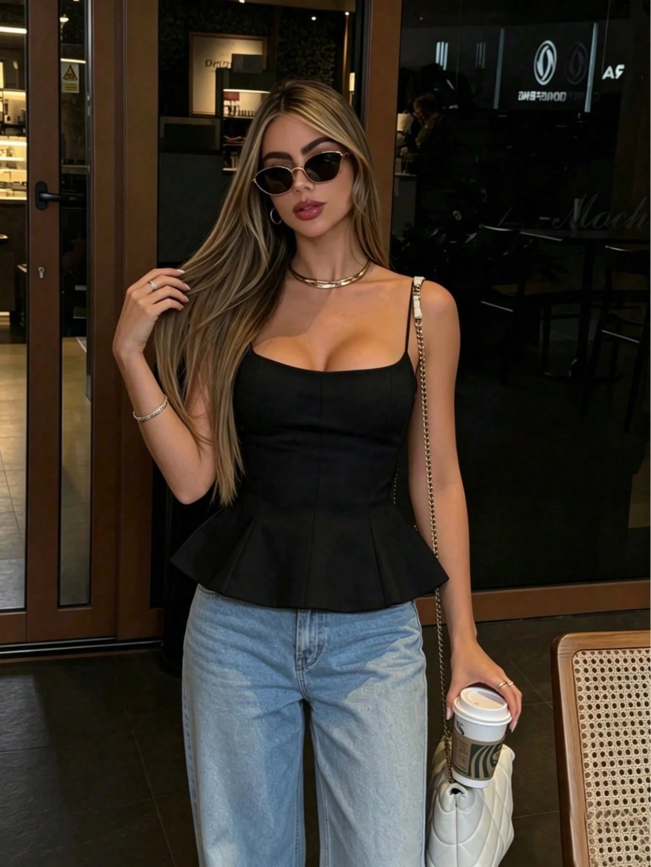 Elegant Women's White Camisole, Spaghetti Straps, Cropped Design, Flared Hem, Ideal Summer Fashion Choice Casual, Vacationcore, Chic & Elegant