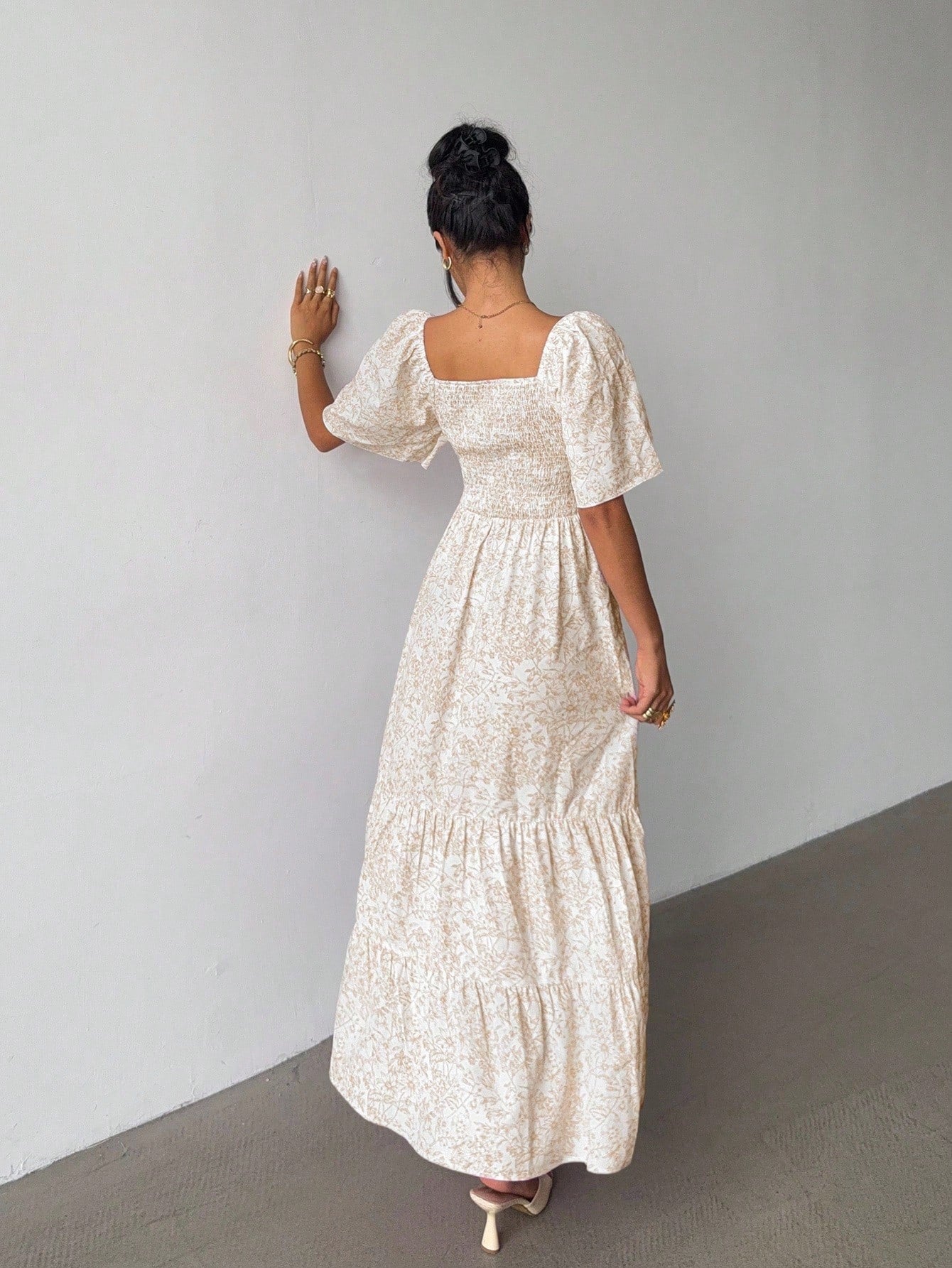Elenzga Summer Short Sleeve Vacation Beach Music Festival Pink Floral Maxi Dress