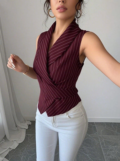 Elenzga Women Casual Striped Sleeveless Shirt, Summer
