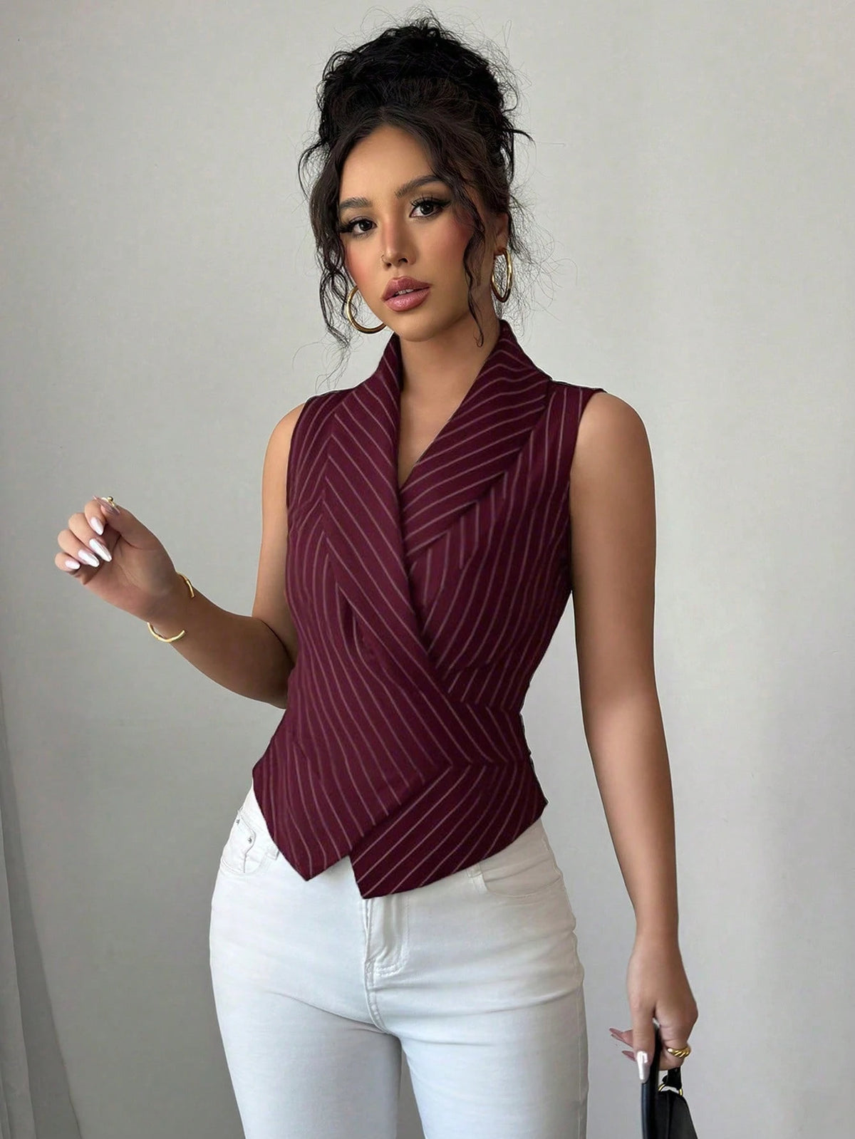 Elenzga Women Casual Striped Sleeveless Shirt, Summer