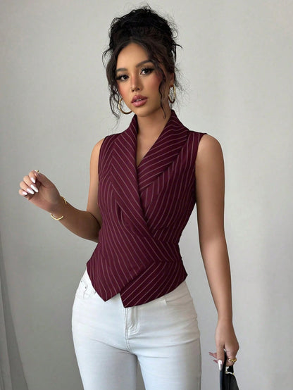 Elenzga Women Casual Striped Sleeveless Shirt, Summer