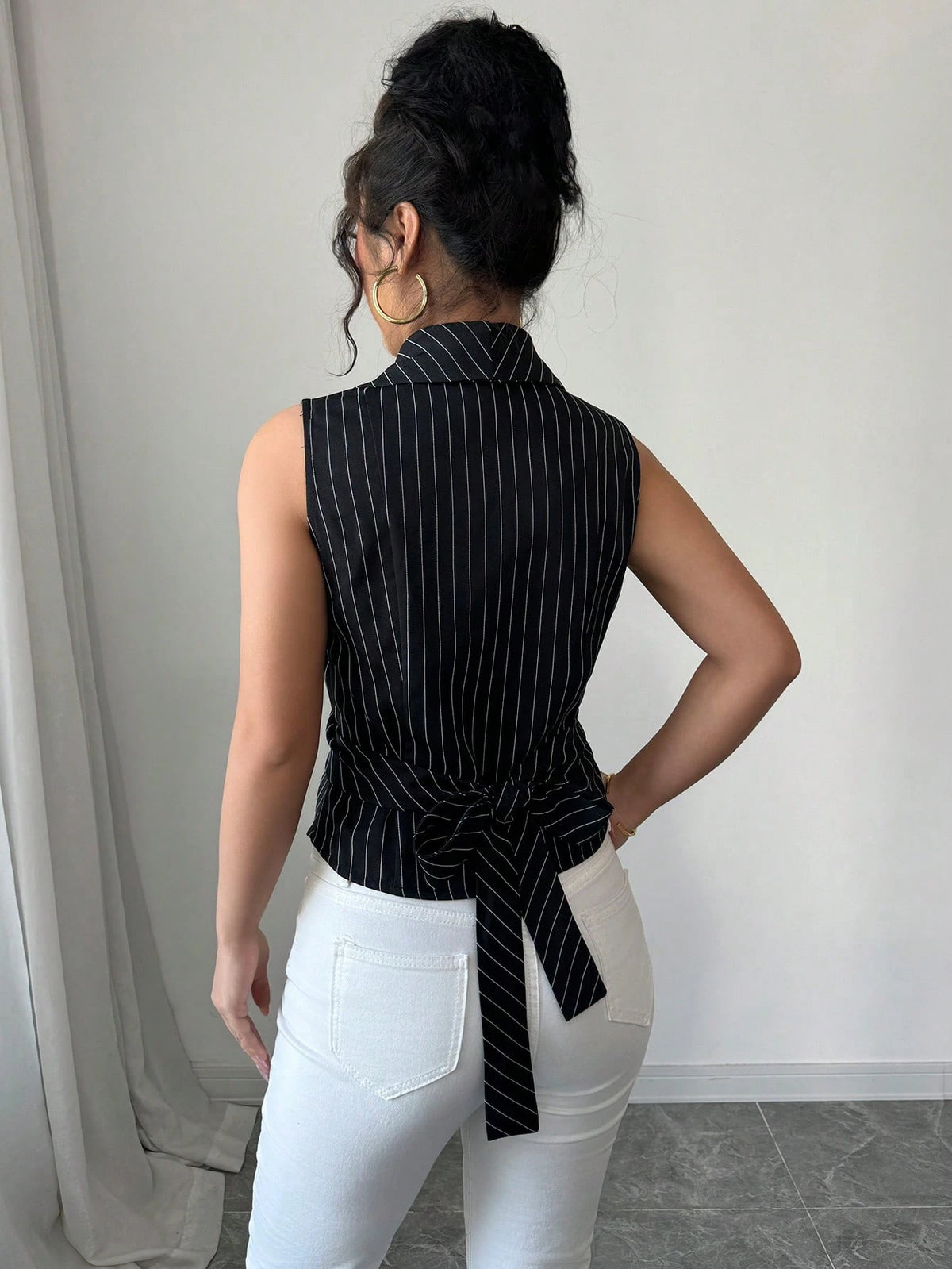 Elenzga Women Casual Striped Sleeveless Shirt, Summer