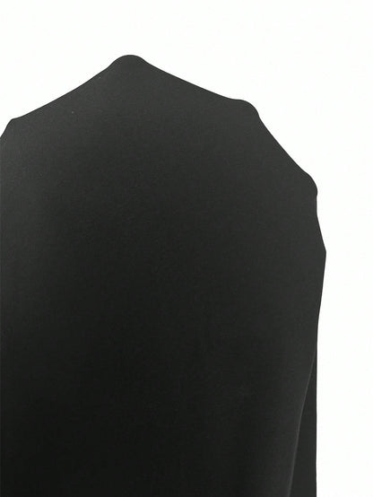 Elenzga Women's Elegant Knitted V-Neck Twist Design Batwing Sleeve Mid-Length Dress Formal Black Winter