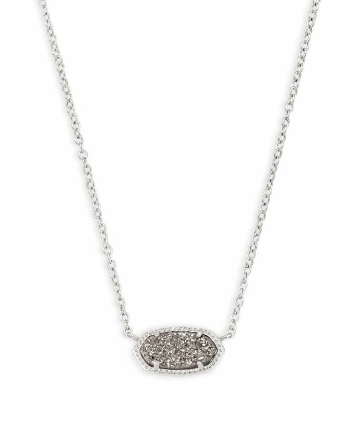 Elisa Pendant Necklace Rhodium Platinum Drusy