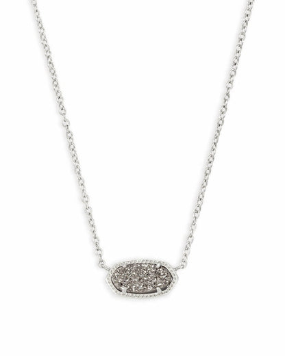 Elisa Pendant Necklace Rhodium Platinum Drusy