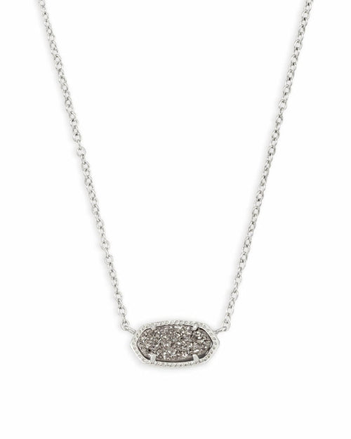 Elisa Pendant Necklace Rhodium Platinum Drusy