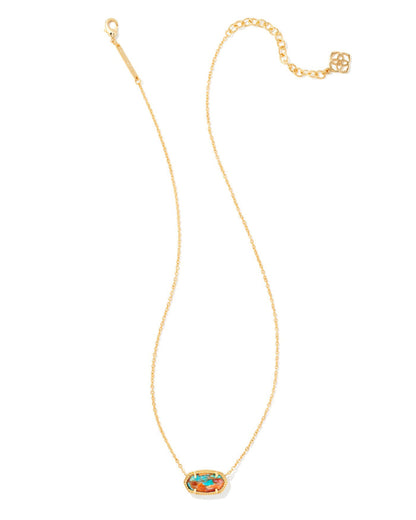 Elisa Short Pendant Necklace Gold Bronze Veined Turquoise Magnesite