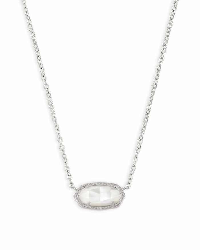 Elisa Silver Short Pendant Necklace In Ivory MOP