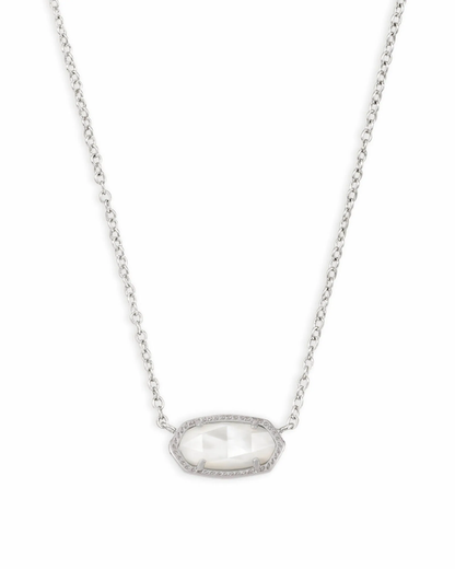 Elisa Silver Short Pendant Necklace In Ivory MOP