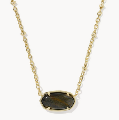 Elisa Tiger Stripe Necklace Gold Dark Brown Hawks Eye