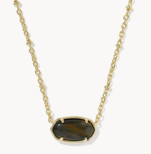 Elisa Tiger Stripe Necklace Gold Dark Brown Hawks Eye