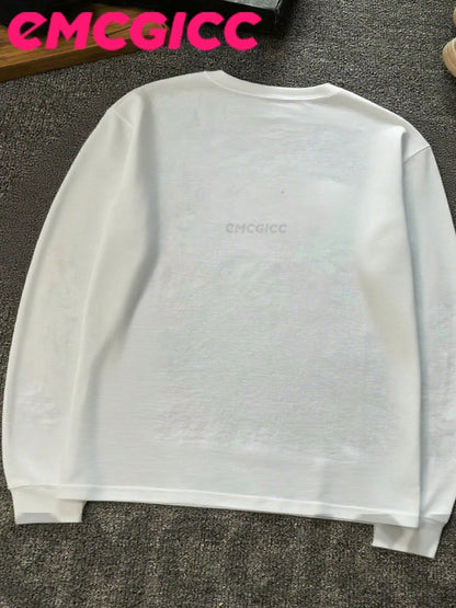 EMCGICC Manfinity Y2k Thin Graphic T-Shirt For Cotton,Hip-Hop For Men Long Sleeve Shirts, Funny Vintage,Regular Fit, Street Style Print, Ideal Gift For Him