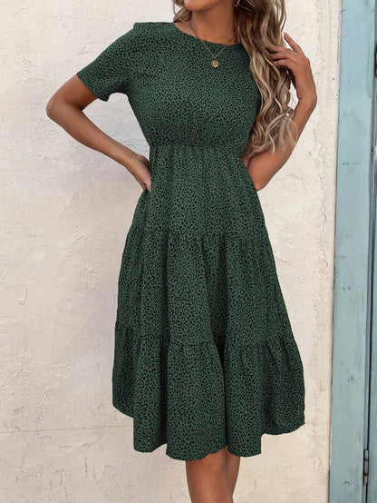 EMERY ROSE Allover Print Ruffle Hem A-Line Dress Maxi Vacation Beach Outfits Women