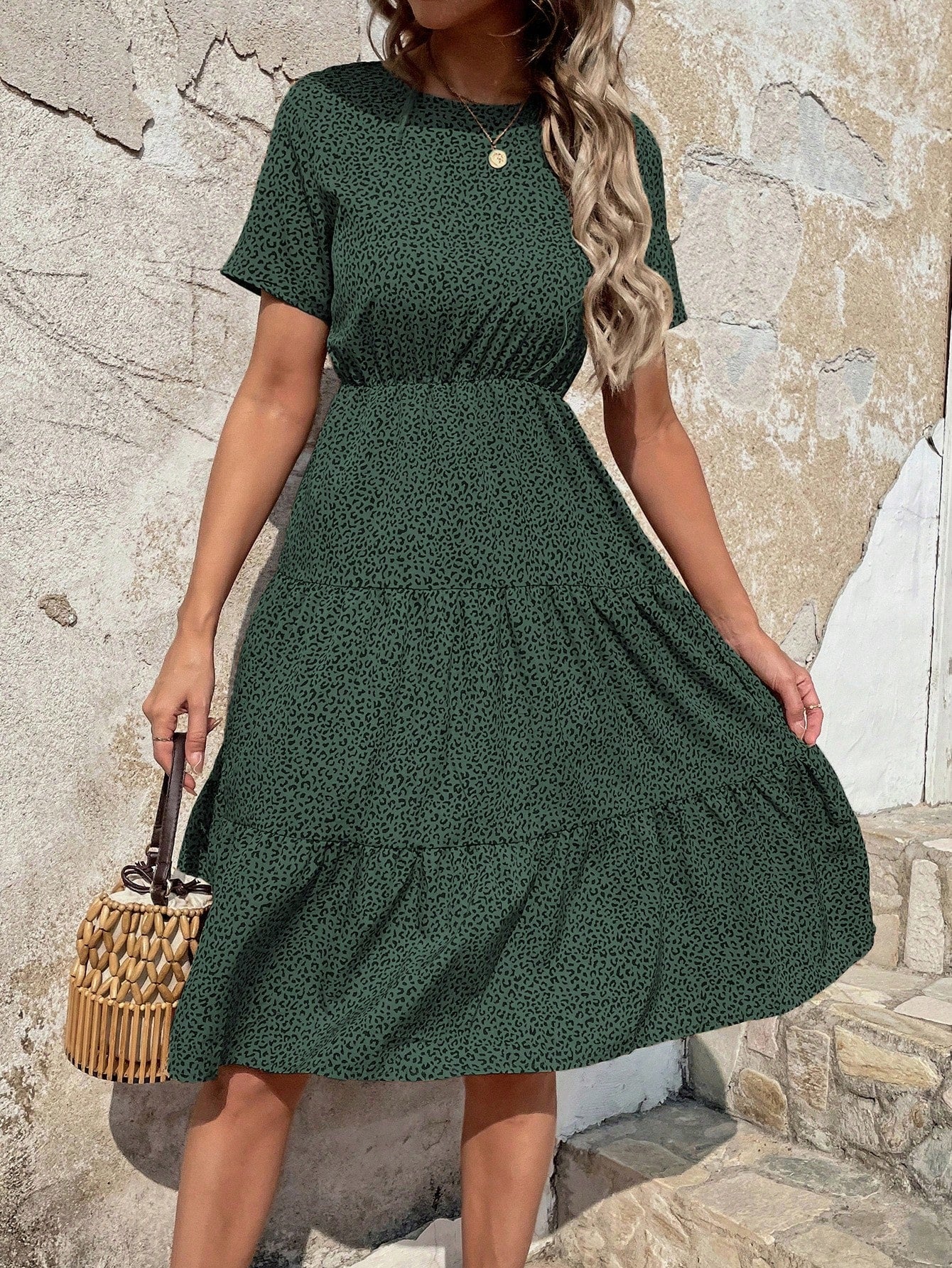 EMERY ROSE Allover Print Ruffle Hem A-Line Dress Maxi Vacation Beach Outfits Women
