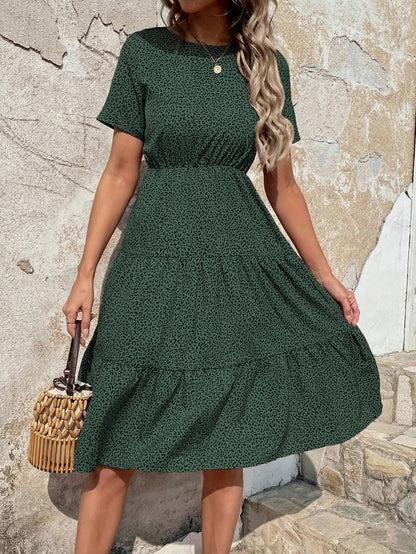 EMERY ROSE Allover Print Ruffle Hem A-Line Dress Maxi Vacation Beach Outfits Women