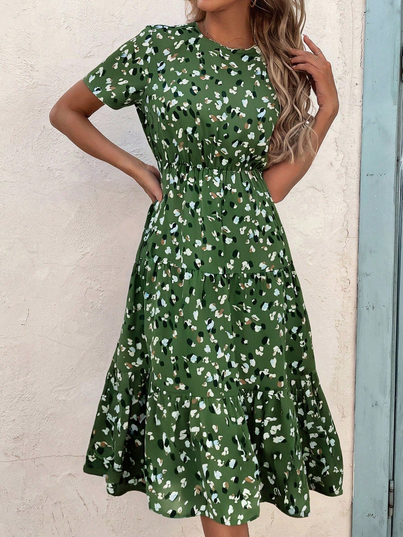 EMERY ROSE Allover Print Ruffle Hem A-Line Dress Maxi Vacation Beach Outfits Women