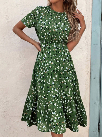 EMERY ROSE Allover Print Ruffle Hem A-Line Dress Maxi Vacation Beach Outfits Women