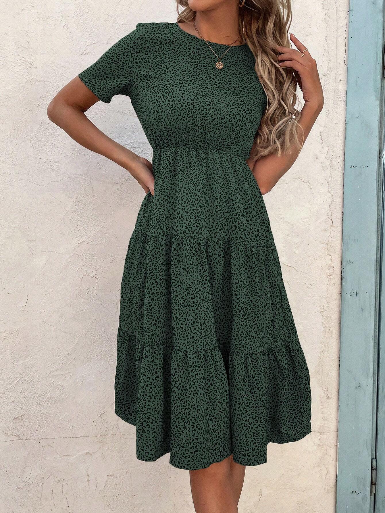 EMERY ROSE Allover Print Ruffle Hem A-Line Dress Maxi Vacation Beach Outfits Women