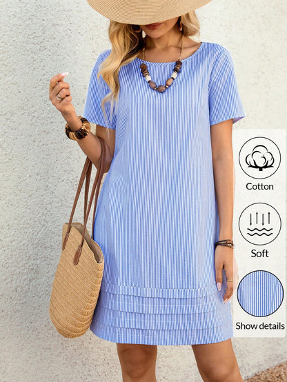 EMERY ROSE Casual Striped Short Sleeve Dress, Summer,Summer Dresses For Women