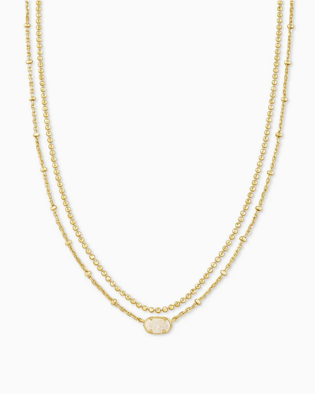 Emilie Multi Strand Necklace Iridescent Drusy Gold