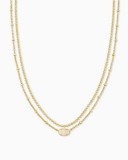 Emilie Multi Strand Necklace Iridescent Drusy Gold