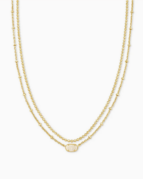 Emilie Multi Strand Necklace Iridescent Drusy Gold