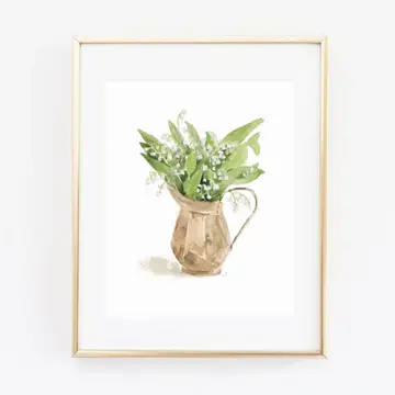 Emily Lex Lily of the Valley Bouquet Watercolor Unframed Wall Print 8x10