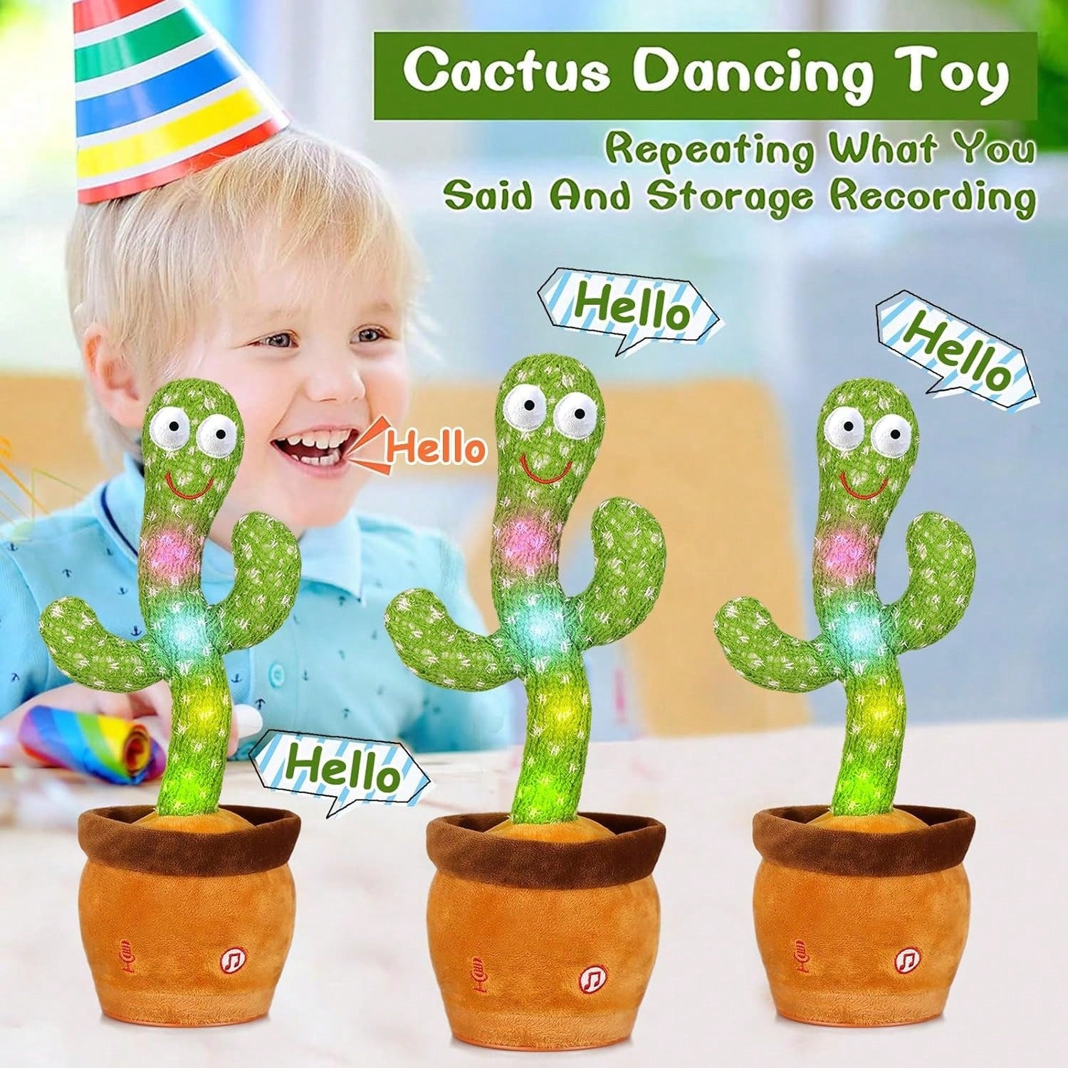 Emoin Talking Cactus Toy, Interactive Toys Dancing Cactus Toy Mimicking Repeating What You Say, Toddler Infant Baby Toys Gifts For 6 7 8 9 10 Month Old Baby Toys For 1 2 3 Year Old Boy Girl