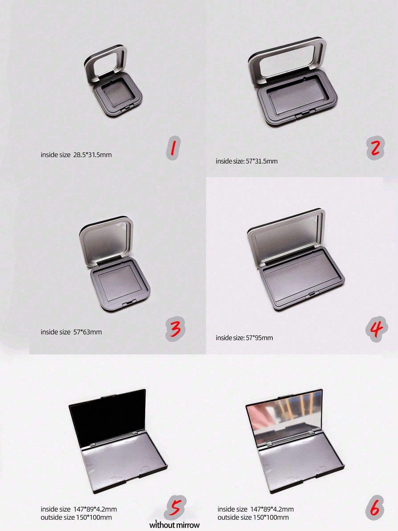 EMPTY Magnetic Makeup Palette With Mirror (Check Size Before Purchase), DIY Travel Cosmetics Organizer For Eyeshadow & Powder (Metal Stickers Required For Non-Magnetic Pans)