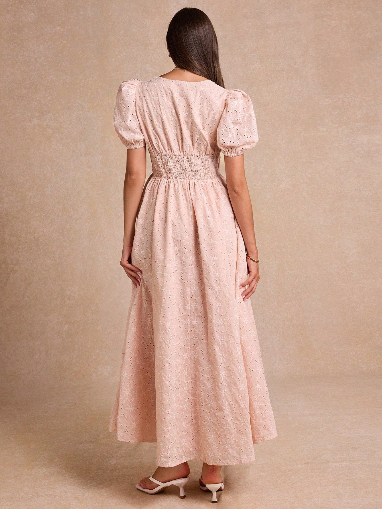 Enchnt Premium Summer Romantic Women's Elegant Pink French Embroidery Long Dress, Prom Vacation Dress, Birthday Festival Outfits For Women Vacation Vacation