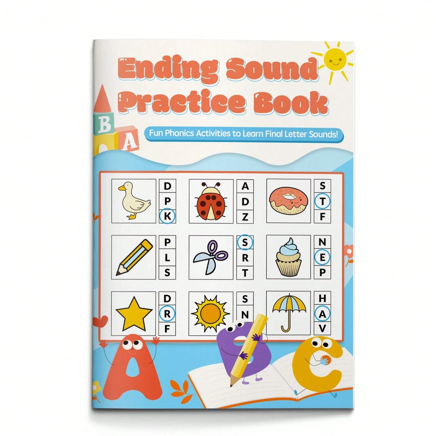 Ending Sound And Alphabet Letter Find Practice Book, Fun Phonics Activities To Learn Final Letter Sounds, Spot Trace And Color Letters A To Z, Great Workbook For Home School And Travel