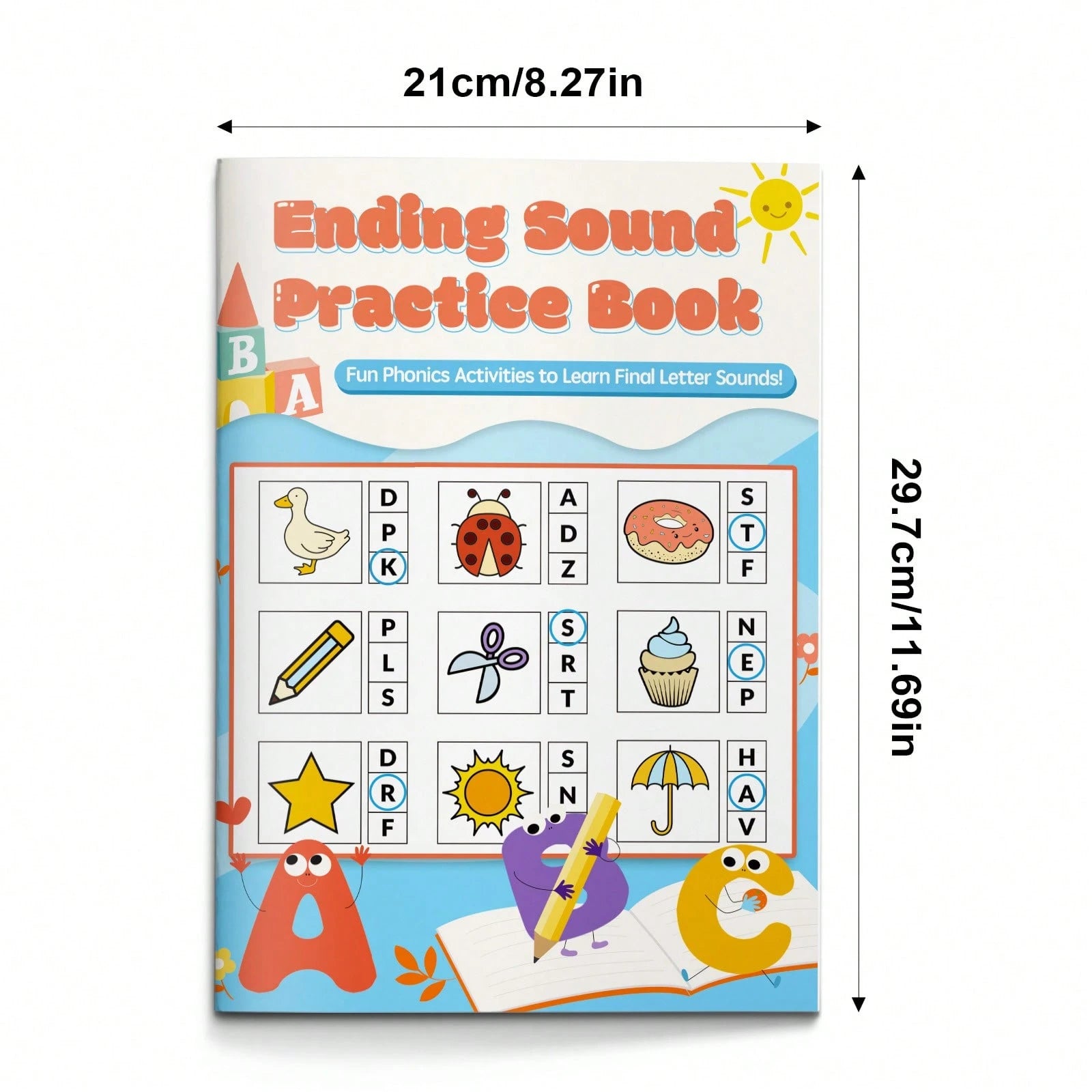 Ending Sound And Alphabet Letter Find Practice Book, Fun Phonics Activities To Learn Final Letter Sounds, Spot Trace And Color Letters A To Z, Great Workbook For Home School And Travel