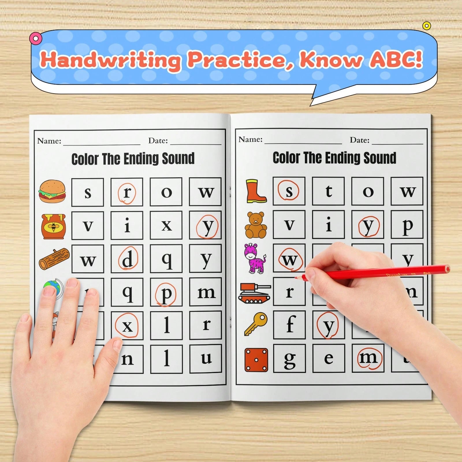 Ending Sound And Alphabet Letter Find Practice Book, Fun Phonics Activities To Learn Final Letter Sounds, Spot Trace And Color Letters A To Z, Great Workbook For Home School And Travel