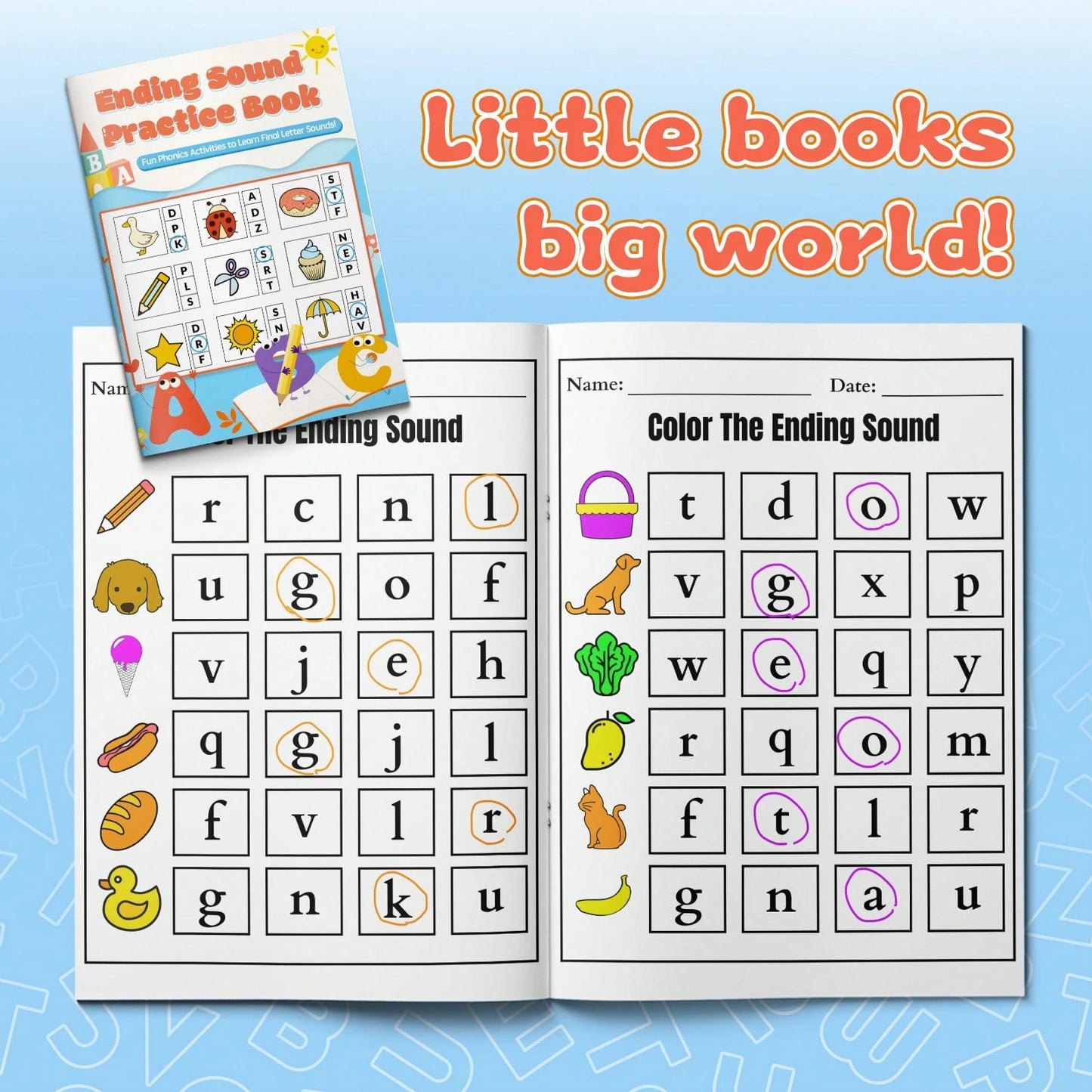 Ending Sound And Alphabet Letter Find Practice Book, Fun Phonics Activities To Learn Final Letter Sounds, Spot Trace And Color Letters A To Z, Great Workbook For Home School And Travel