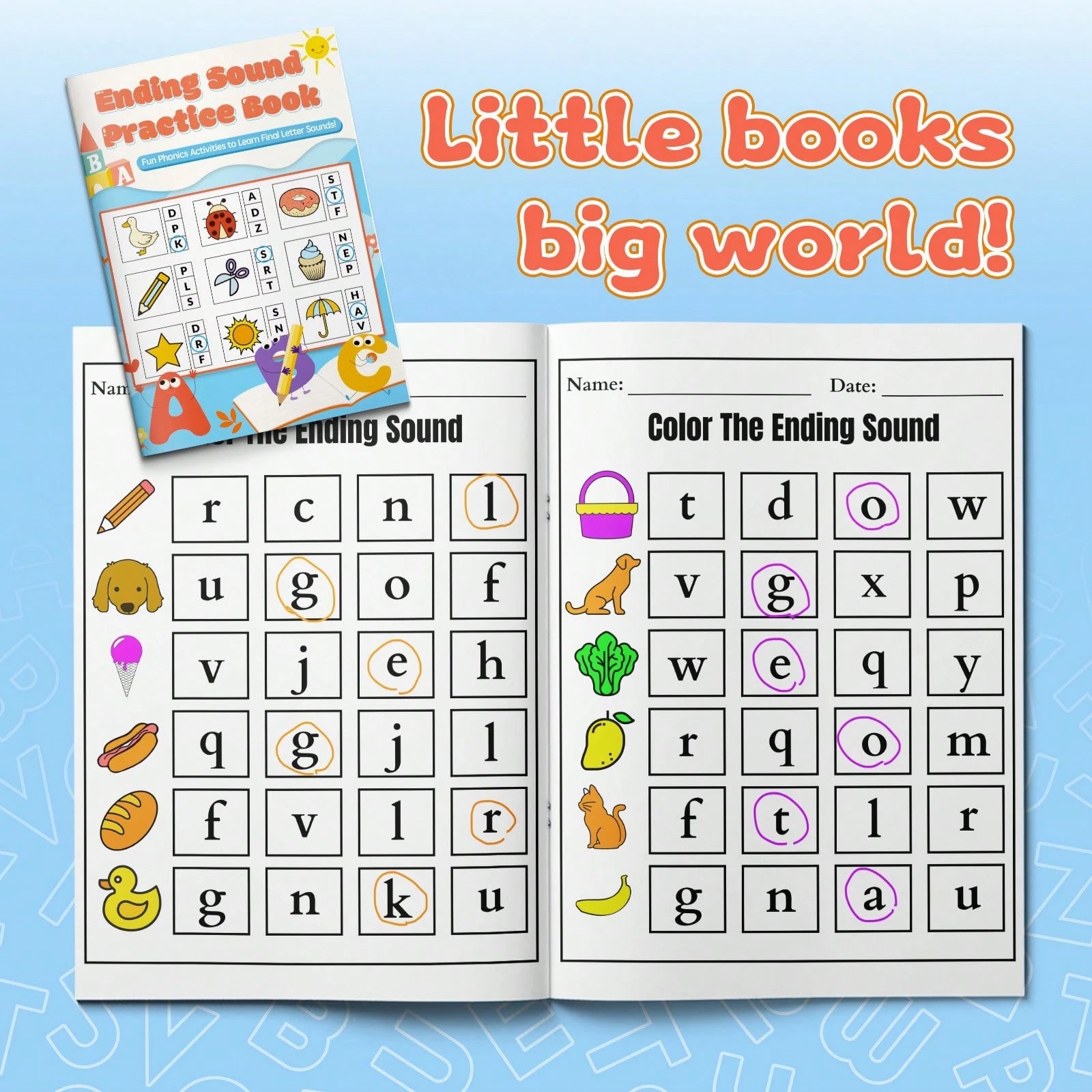 Ending Sound And Alphabet Letter Find Practice Book, Fun Phonics Activities To Learn Final Letter Sounds, Spot Trace And Color Letters A To Z, Great Workbook For Home School And Travel