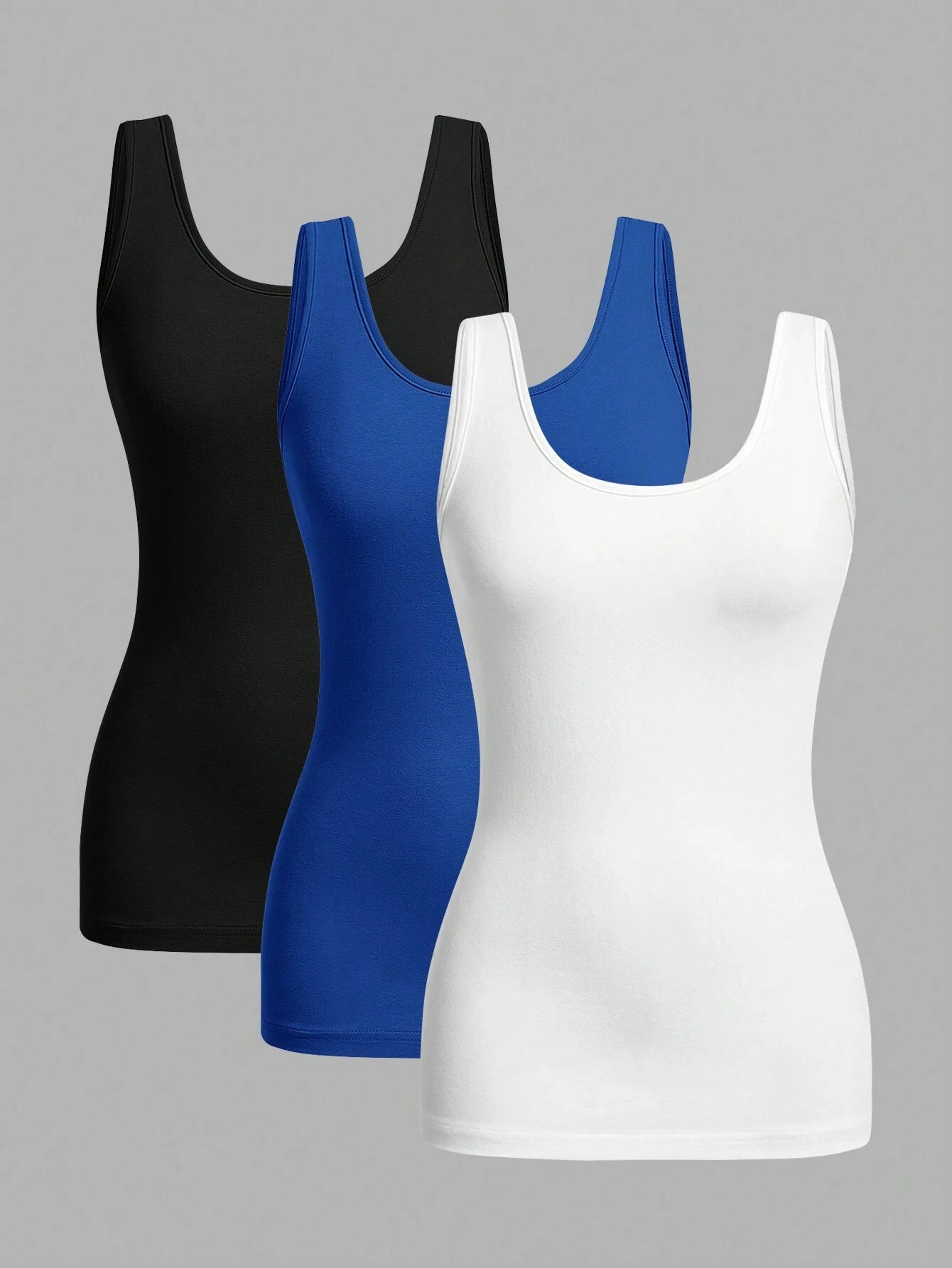 Essnce 3pcs/Set Casual Minimalist Slim Fit Women Round Neck Camisole, Suitable For Summer
