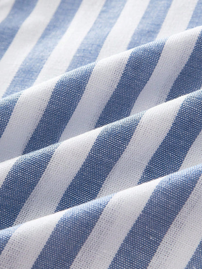 Essnce 3pcs Set Women's Blue And White Stripe Nautical Style Casual Summer Vacation Waist Tie Pants With Pockets,Straight Leg Black & White Striped Clothes