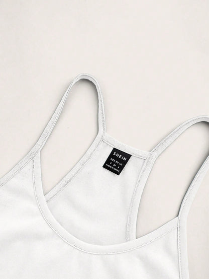 Essnce 5pcs Women's Casual Minimalist Spaghetti Strap Camisole Set, Suitable For Summer