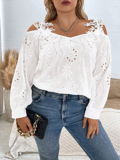 Essnce Plus Size Women's Cold Shoulder Blouse