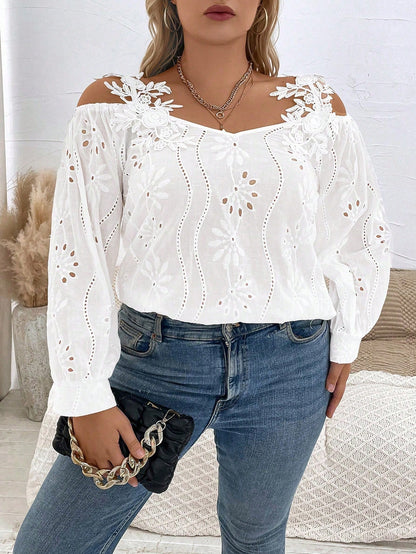 Essnce Plus Size Women's Cold Shoulder Blouse
