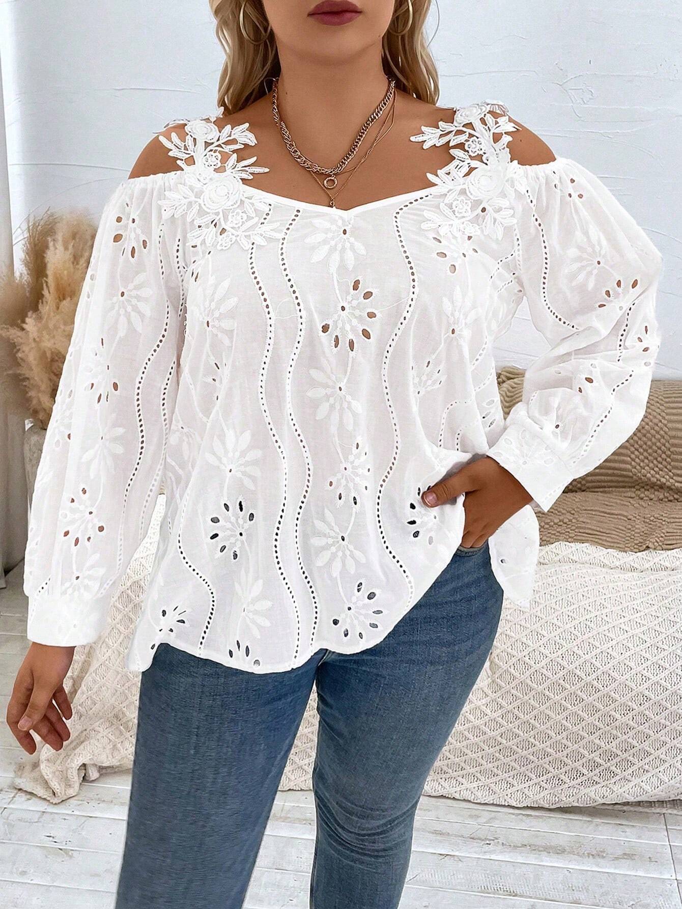 Essnce Plus Size Women's Cold Shoulder Blouse