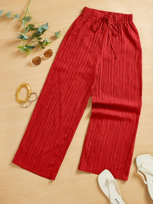 Essnce Women's Casual Simple Textured Long Pants Summer Spring Valentine Day New Years