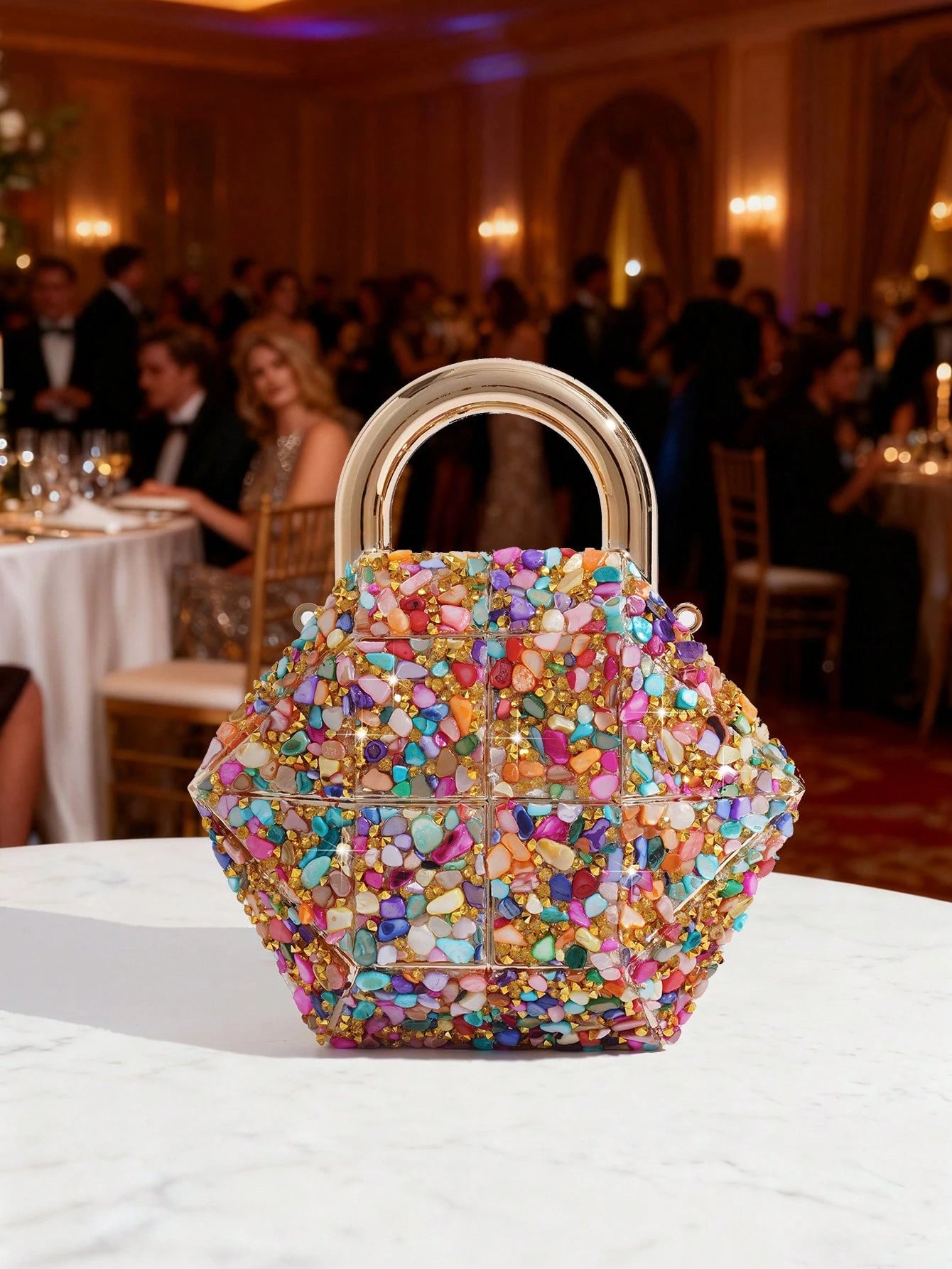 European & American Hot-Selling Creative Mini Handheld Lock-Style Evening Bag, Textured Acrylic Handheld Crossbody Box Bag, Lipstick Earphone Coin Accessory Bag, Fashion Bag For Parties And Gatherings