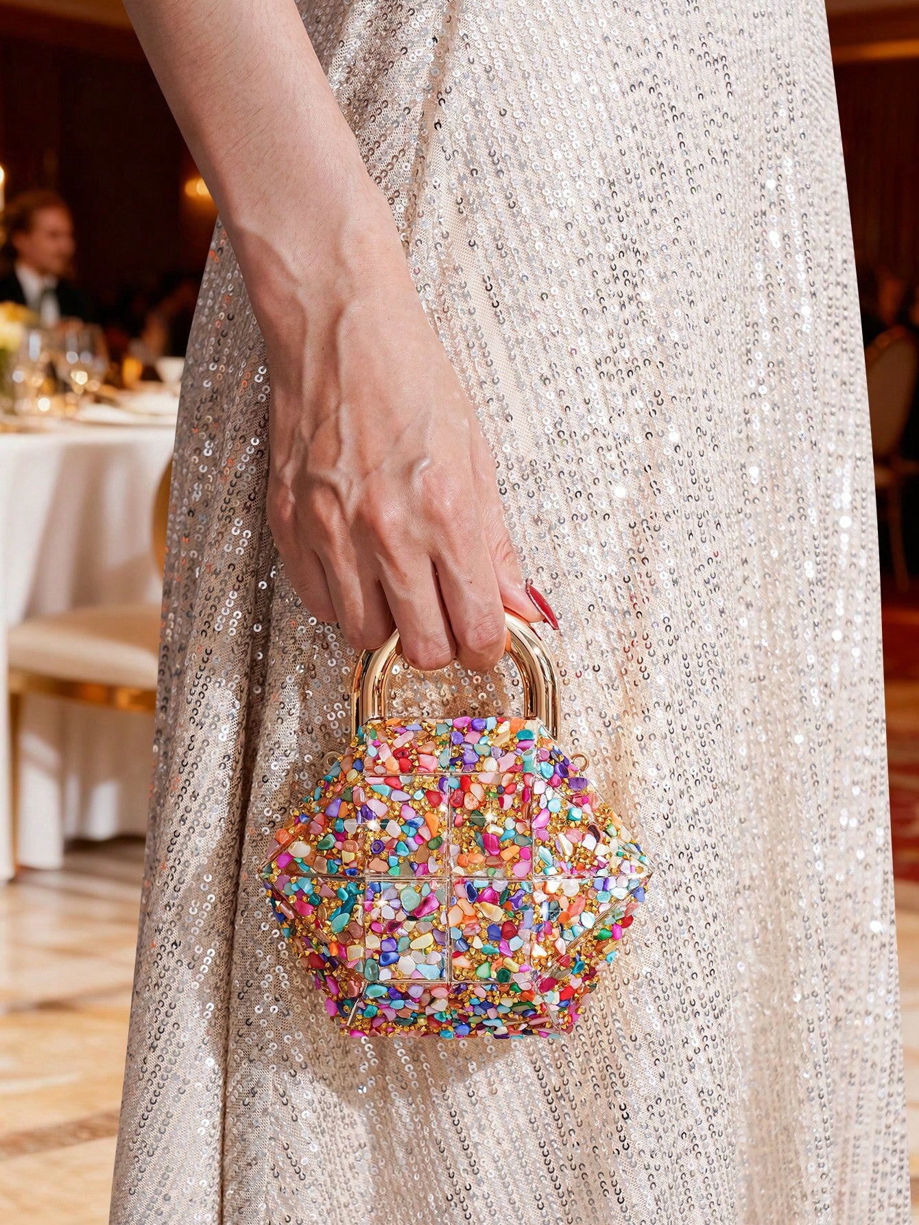 European & American Hot-Selling Creative Mini Handheld Lock-Style Evening Bag, Textured Acrylic Handheld Crossbody Box Bag, Lipstick Earphone Coin Accessory Bag, Fashion Bag For Parties And Gatherings