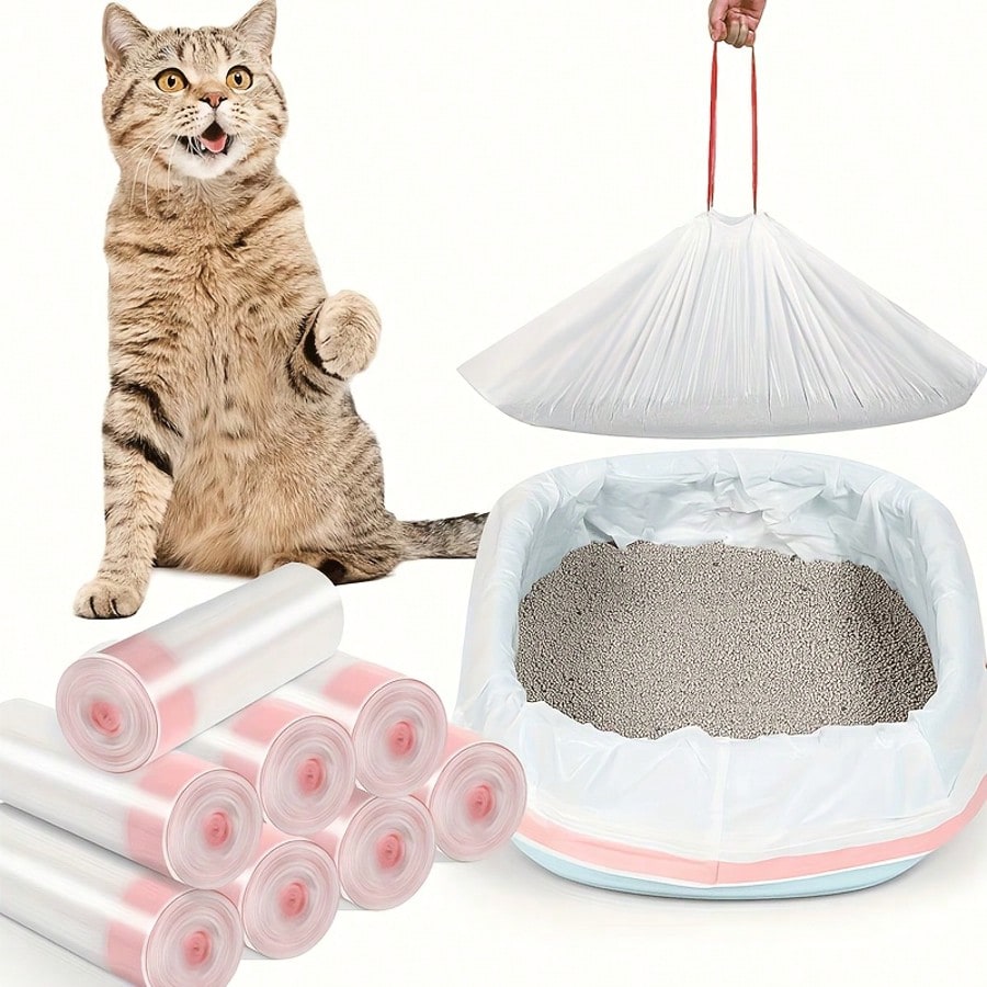 Extra Large Heavy Duty Leak-Proof Cat Litter Bags, Suitable For Pet Waste Disposal And Odor Control, Thickened Absorbent Drawstring Sealed Rectangle Cat Litter Bags, Designed For Multi-Cat Households