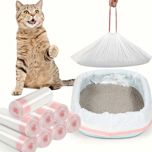 Extra Large Heavy Duty Leak-Proof Cat Litter Bags, Suitable For Pet Waste Disposal And Odor Control, Thickened Absorbent Drawstring Sealed Rectangle Cat Litter Bags, Designed For Multi-Cat Households