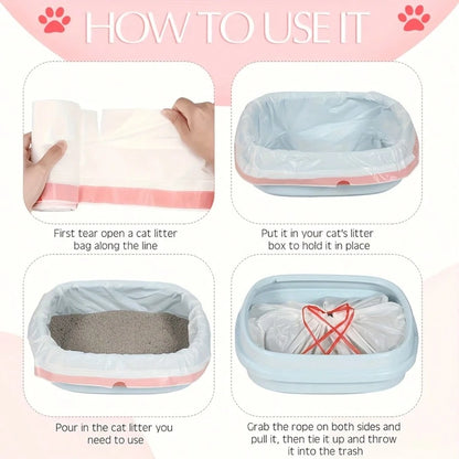 Extra Large Heavy Duty Leak-Proof Cat Litter Bags, Suitable For Pet Waste Disposal And Odor Control, Thickened Absorbent Drawstring Sealed Rectangle Cat Litter Bags, Designed For Multi-Cat Households