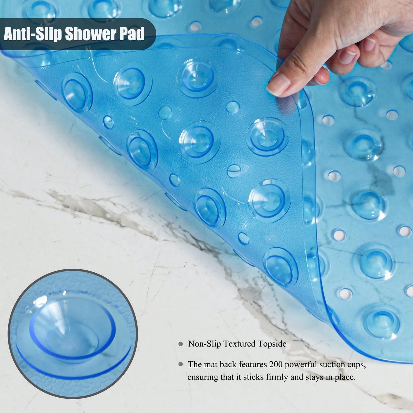 Extra Long Non-Slip Bathtub Mat With Drainage Holes And Suction Cups Non-Slip Bathtub Mat, 40 X 16 Inch Extra Long Bathtub Mat, Soft On Feet Machine Washable Bathroom Shower Mat- Ideal For Home, Hote