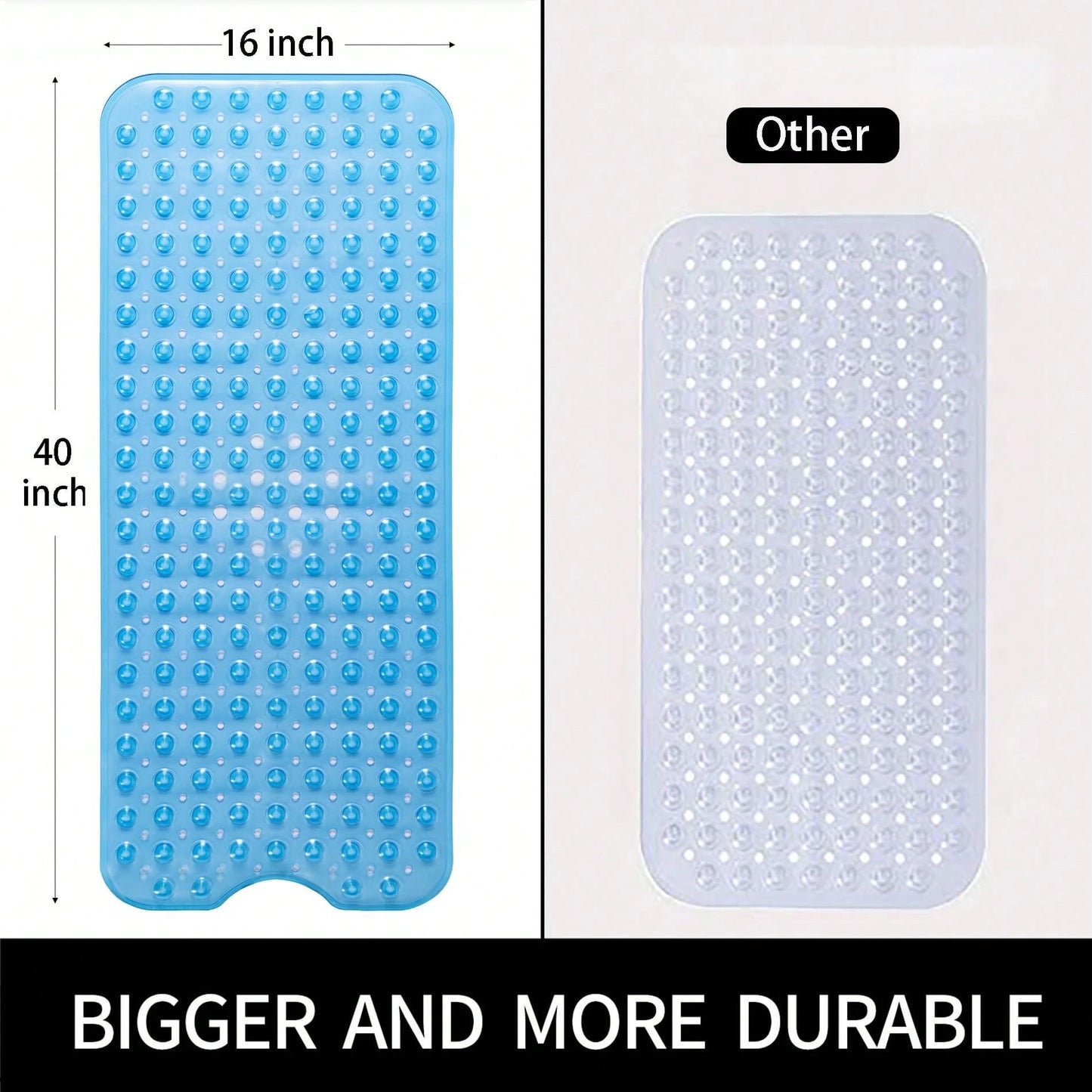Extra Long Non-Slip Bathtub Mat With Drainage Holes And Suction Cups Non-Slip Bathtub Mat, 40 X 16 Inch Extra Long Bathtub Mat, Soft On Feet Machine Washable Bathroom Shower Mat- Ideal For Home, Hote